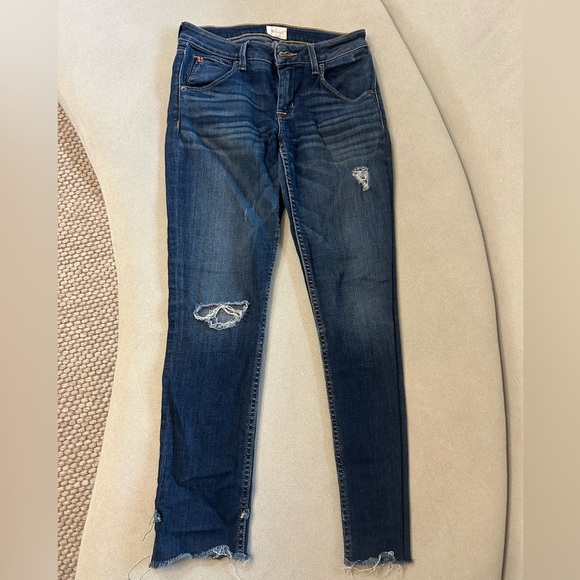 Hudson Jeans Denim - Hudson Jeans Dark Blue Distressed Skinny Jeans
